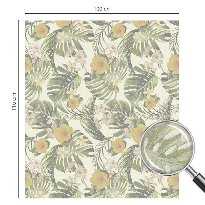 Mælkehvid vinduesfolie med motiv Tropisk tema