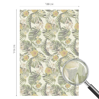 Mælkehvid vinduesfolie med motiv Tropisk tema