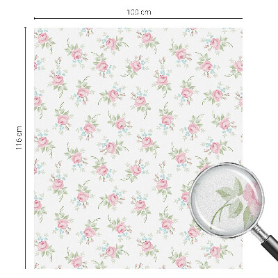 Mælkehvid vinduesfolie med motiv Romantiske roser