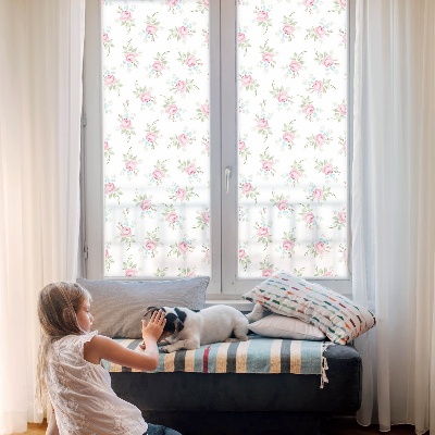 Mælkehvid vinduesfolie med motiv Romantiske roser