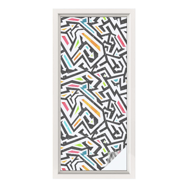 Mælkehvid vinduesfolie med motiv Abstrakt geometri