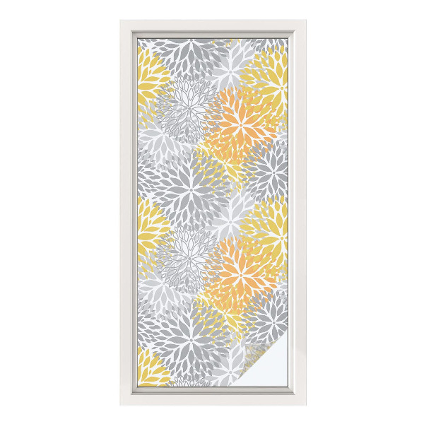 Vinduesfolie mod indkig med glasmaleri Farverige blomster