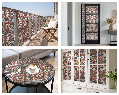 Mælkehvid vinduesfolie med motiv Blomsterornament