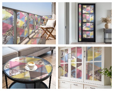 Dekorationsfolie til vindue mod indkig Farverige trekanter