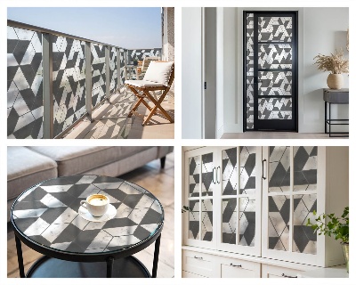 Vinduesfolie mod indkig med glasmaleri Geometriske illusioner