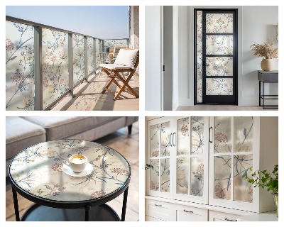 Dekorationsfolie til vindue mod indkig Blomster af harmoni