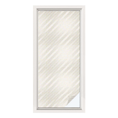 Vinduesfolie mod indkig med glasmaleri Sildebensmønster elegance