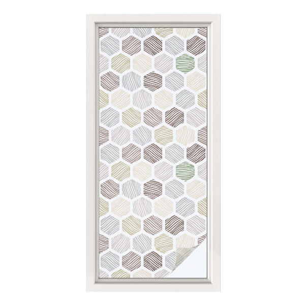 Mælkehvid vinduesfolie med motiv Geometriske bølger