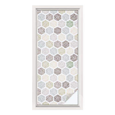 Mælkehvid vinduesfolie med motiv Geometriske bølger