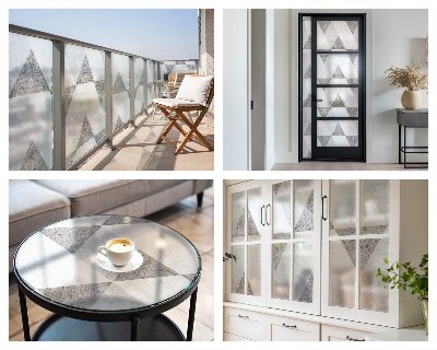 Dekorationsfolie til vindue mod indkig Grå trekanter