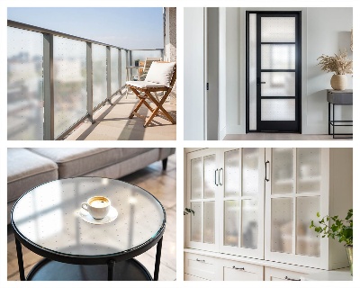 Mælkehvid vinduesfolie med motiv Mindre punkter