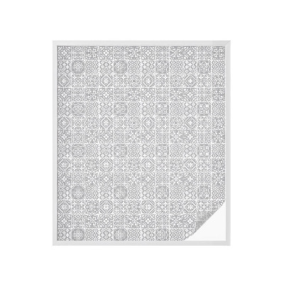 Mælkehvid vinduesfolie med motiv Geometrisk elegance