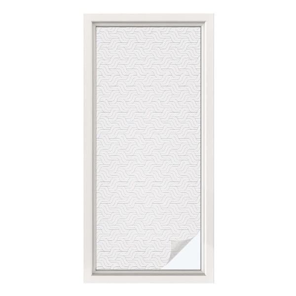 Mælkehvid vinduesfolie med motiv Bølgede linjer