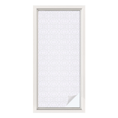 Mælkehvid vinduesfolie med motiv Plantesymmetri