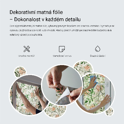 Mælkehvid vinduesfolie med motiv Plantemønster