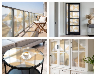 Vinduesfolie mod indkig med glasmaleri Geometriske trekanter