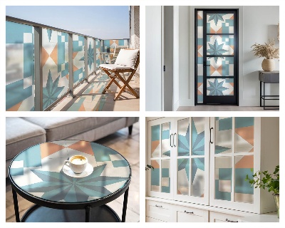 Vinduesfolie mod indkig med glasmaleri Blå stjerner