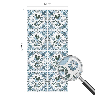 Vinduesfolie mod indkig med glasmaleri Blå blomster