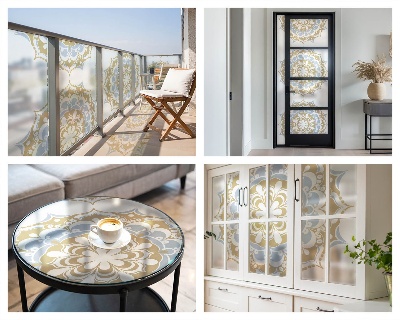 Vinduesfolie med mønster til afskærmning Boho mandalaer