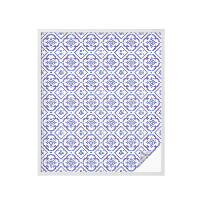 Mælkehvid vinduesfolie med motiv Blå fliser