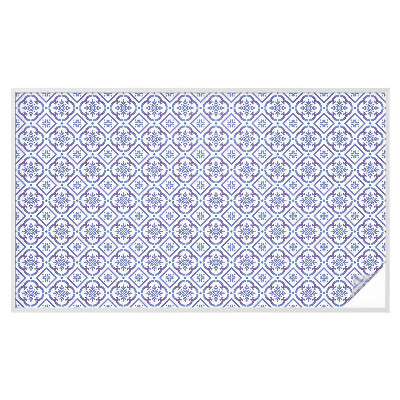 Mælkehvid vinduesfolie med motiv Blå fliser