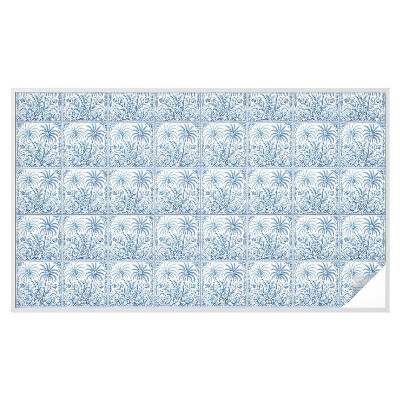 Mælkehvid vinduesfolie med motiv Tropisk landskab