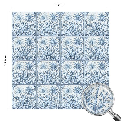 Mælkehvid vinduesfolie med motiv Tropisk landskab