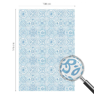 Mælkehvid vinduesfolie med motiv Blå fliser