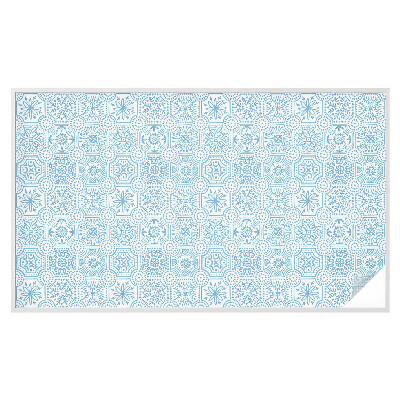 Mælkehvid vinduesfolie med motiv Blå fliser