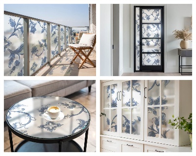 Selvklæbende vinduesfolie Blomsterornament