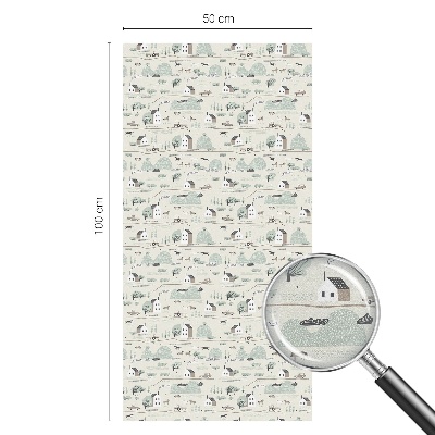 Vinduesfolie med mønster til afskærmning En idyllisk landsby