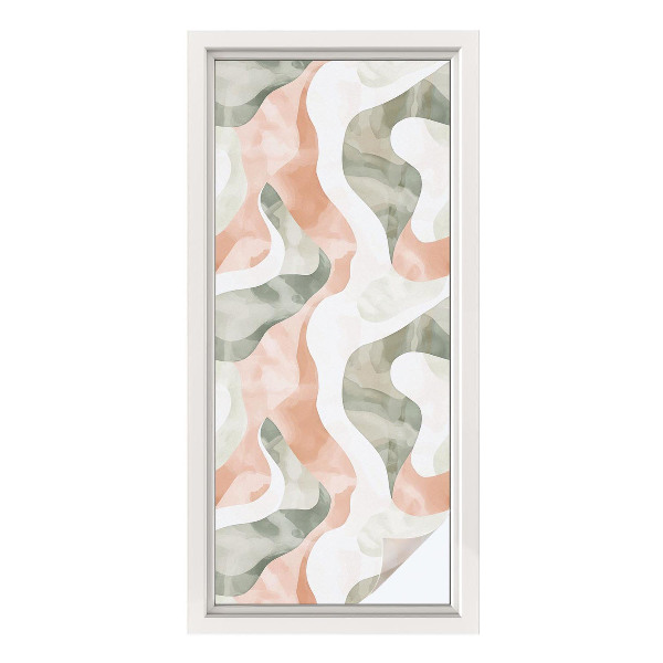 Mælkehvid vinduesfolie med motiv Farverige bølger