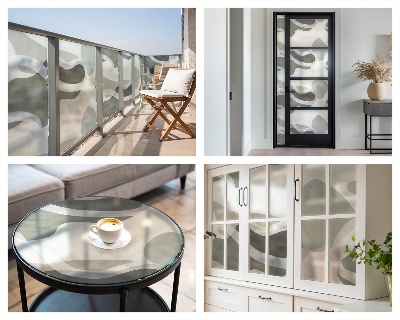 Mælkehvid vinduesfolie med motiv Organisk mønster