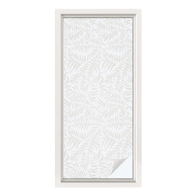 Vinduesfolie mod indkig med glasmaleri Grønlig elegance