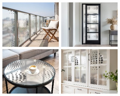 Vinduesfolie med mønster til afskærmning Stiplede cirkler