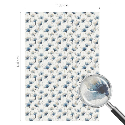 Mælkehvid vinduesfolie med motiv Blå blomster