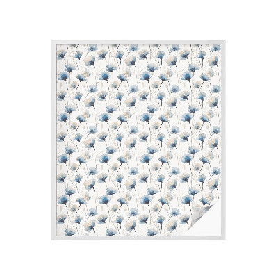 Mælkehvid vinduesfolie med motiv Blå blomster