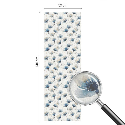 Mælkehvid vinduesfolie med motiv Blå blomster
