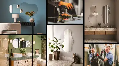 Bølget spejl med organisk form moderne rammeløst design