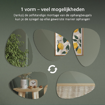 Organisk spejl uden ramme til væggen