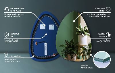 Asymmetrisk ægformet spejl med LED-belysning