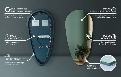 Spejl med led lys dråbeformet