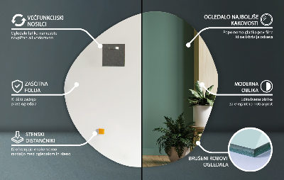 Asymmetrisk spejl uden ramme til væggen