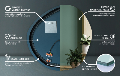 Asymmetrisk dekorative spejl med led lys