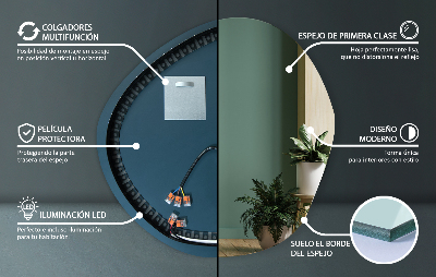 Asymmetrisk dekorative spejl med led lys