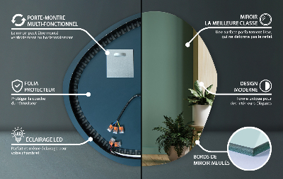 Asymmetrisk dekorative spejl med led lys