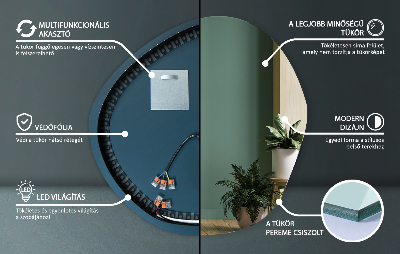 Asymmetrisk dekorative spejl med led lys