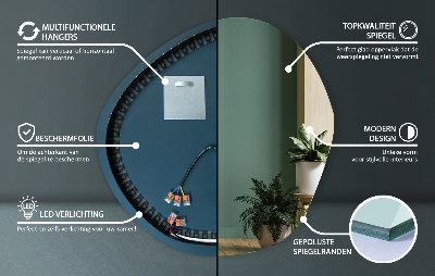 Asymmetrisk dekorative spejl med led lys