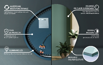 Asymmetrisk dekorative spejl med led lys