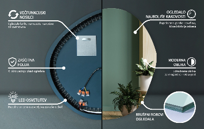 Asymmetrisk dekorative spejl med led lys